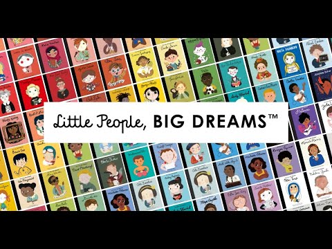 Video about the Little People, BIG DREAMS series, opening on a wall of colourful book covers