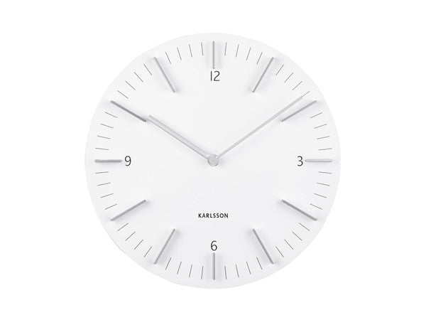 Karlsson Detailed wall clock in white, front view on white