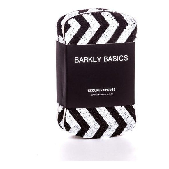 Barkly Basics chevron scourer sponges in their black paper band