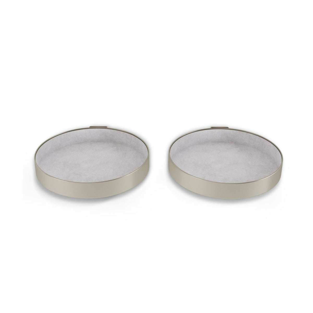 Umbra Perch set of 2 nickel round wall shelves seen from above