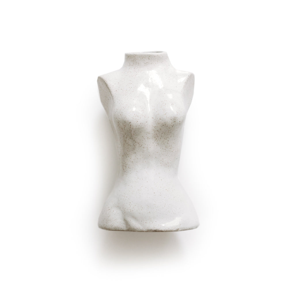 Female Silhouette Vase by Papier HQ, a white ceramic torso, on a white background