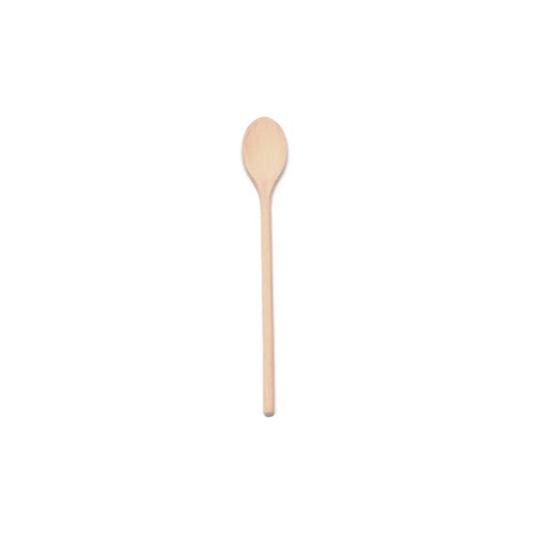 A Dishy Oval Beech Spoon 30 / 35cm with a round handle on a white background.
