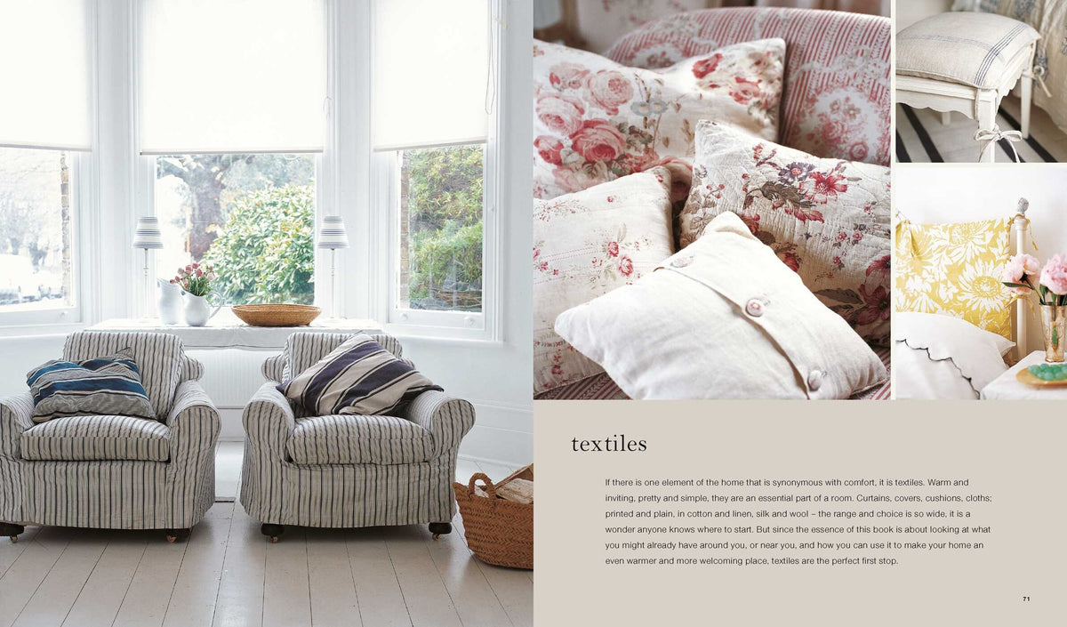 The Comforts of Home page spread showing a cosy kitchen