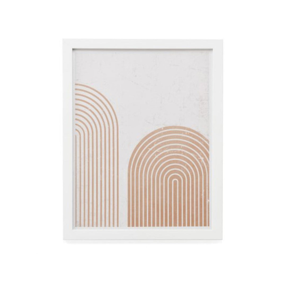 Trevino Framed Wall Art, two terracotta line arches on cream in a white frame