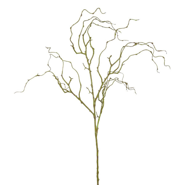 A Giant Willow Branch - Green adorned with artificial plants on a white background.