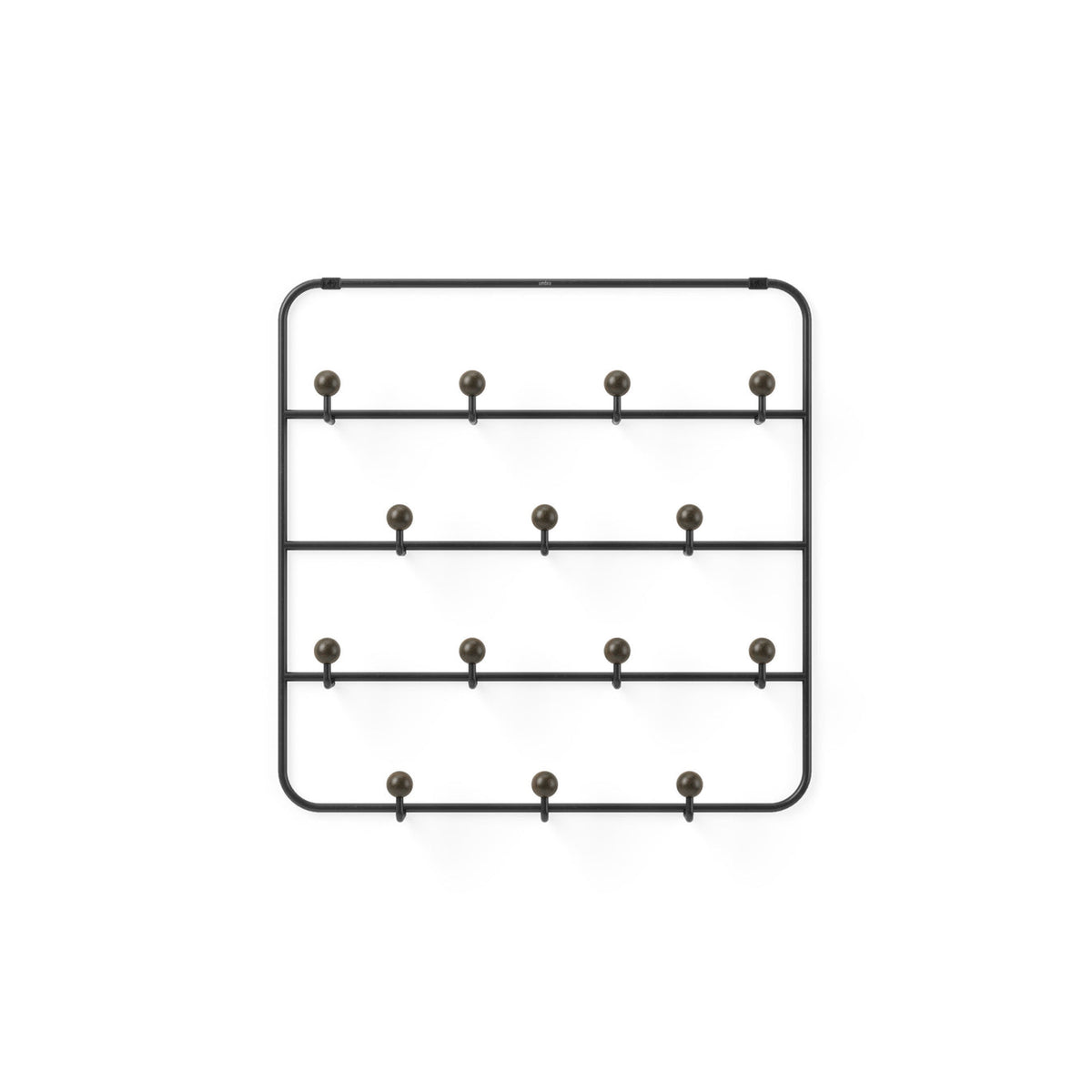 Umbra Estique organiser in black seen face on, four rows of hooks