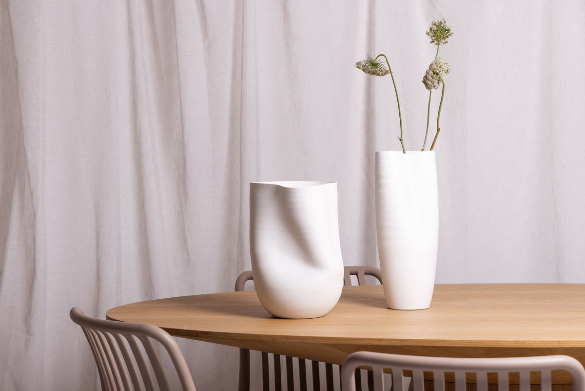 Vault Vase styled near natural light