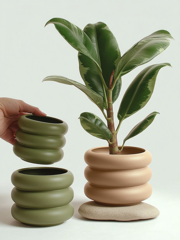 Milan Sculptural Planter – Nude Ceramic Pot in 3 Sizes