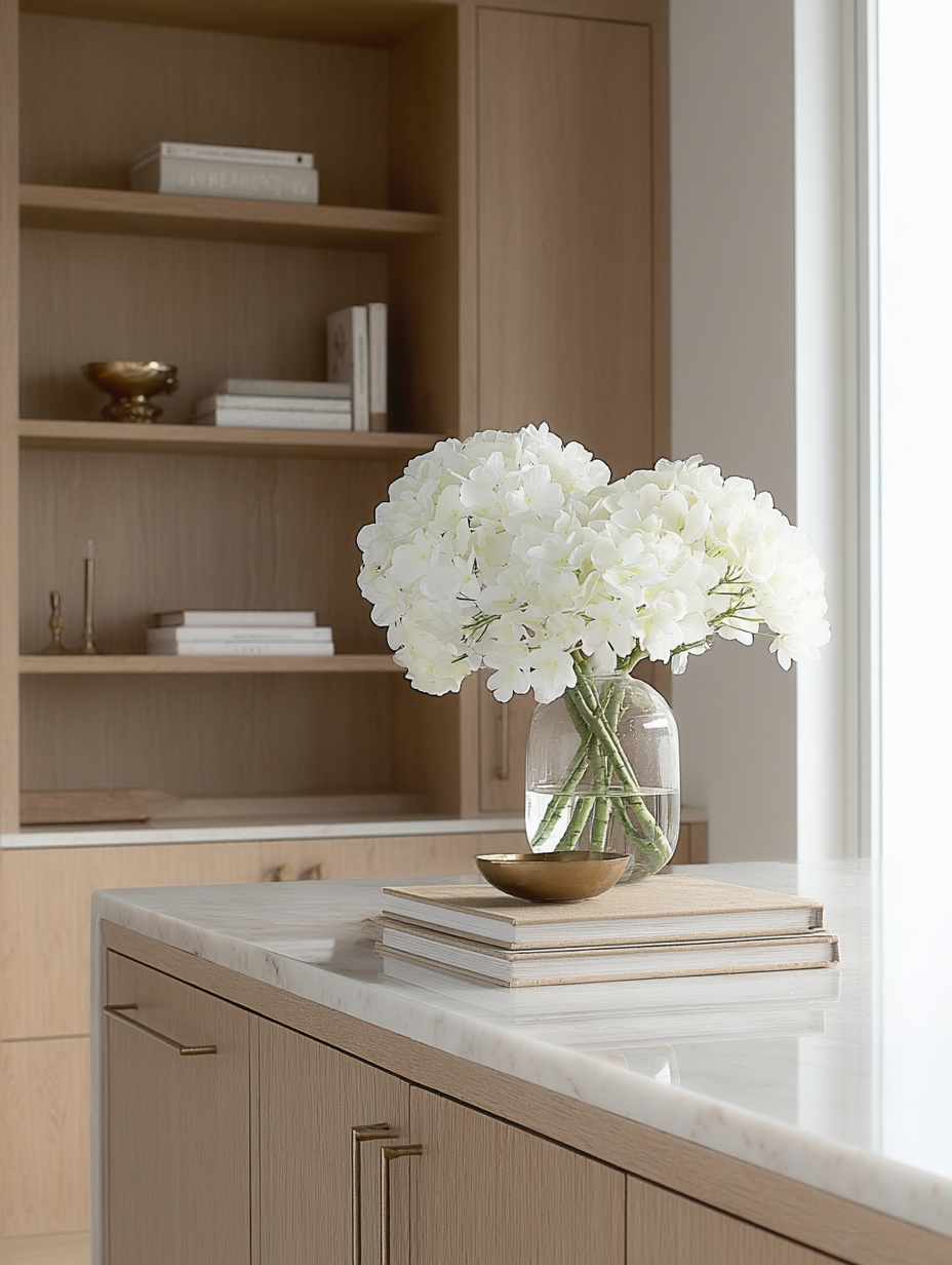 Winter White Hydrangea Stem, 48cm Realistic Faux Flower