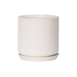 Oslo Parchment Large stoneware planter with saucer, 18cm parchment pot for leafy indoor plants