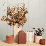Oslo Planter Peach – Stoneware Pot with Saucer in 6 Sizes