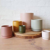 Oslo Planter Peach – Stoneware Pot with Saucer in 6 Sizes