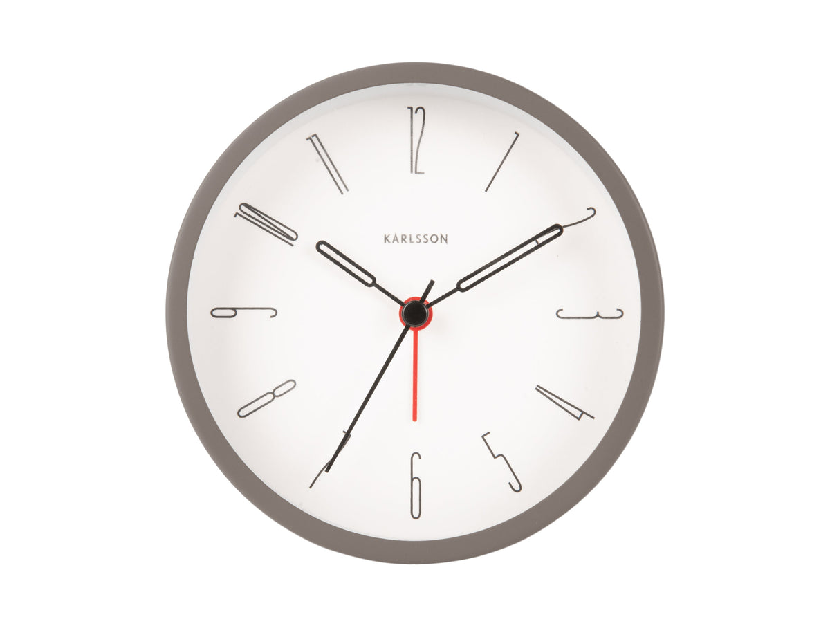 Front view of the Grey Belle alarm clock
