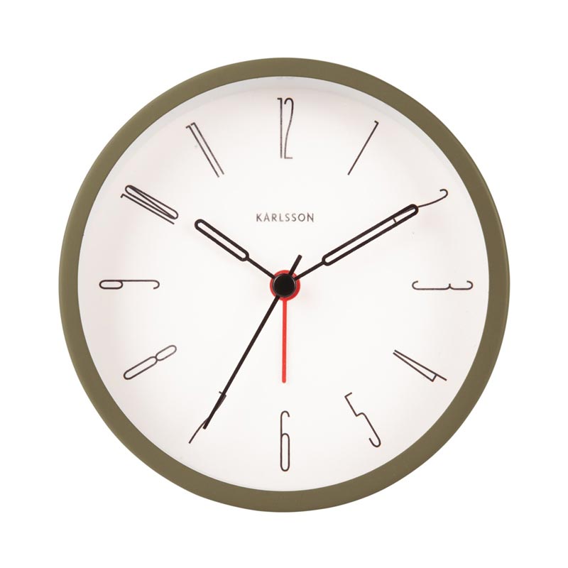 Front view of the Moss Green Belle alarm clock