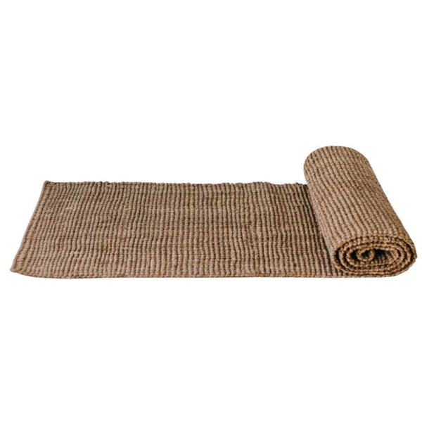 A Garcia Home Jute Runner Bubble Natural Brown 80x300cm rug on a white background.