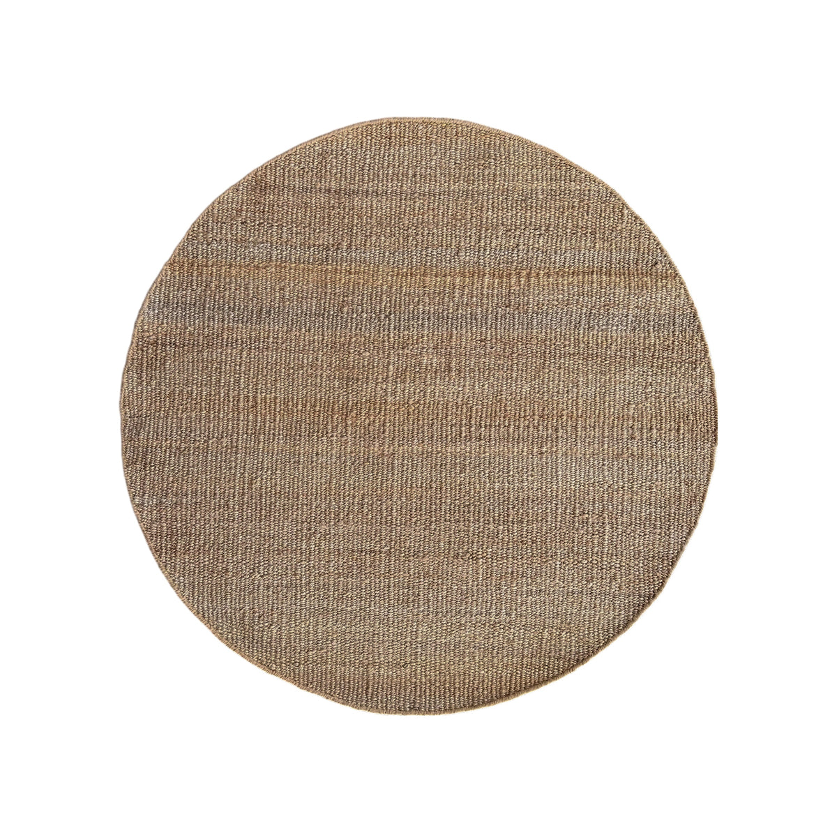 Round Eka jute rug in natural, shown flat on white