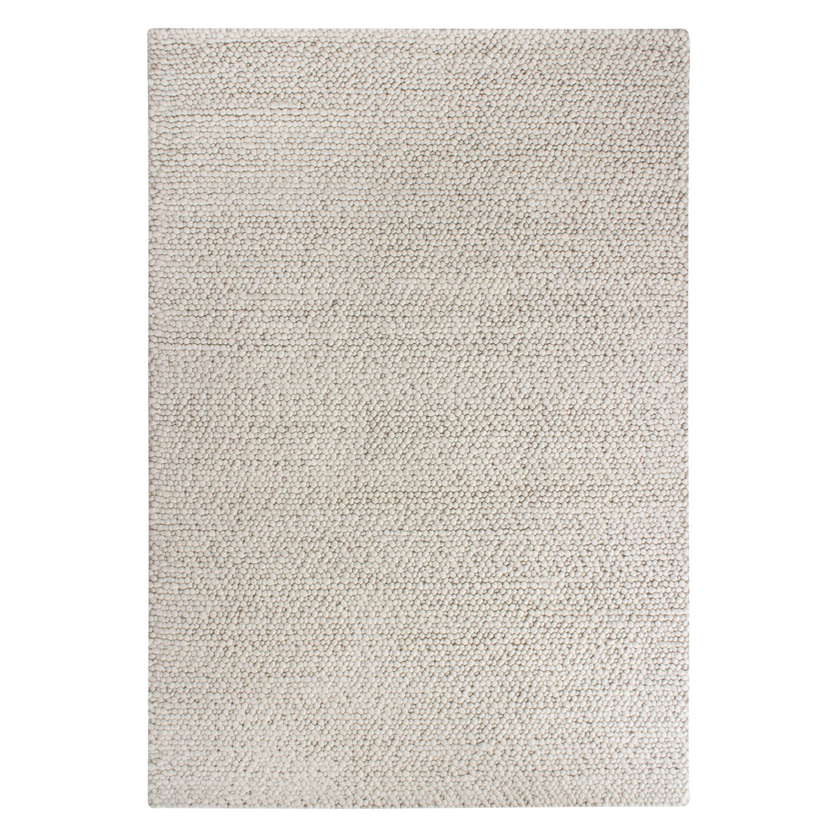 Tundra Pebble rug in beige with a chunky wool loop pile, shown flat on white