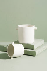 Handle Pot – Small White Ceramic Planter by Zakkia