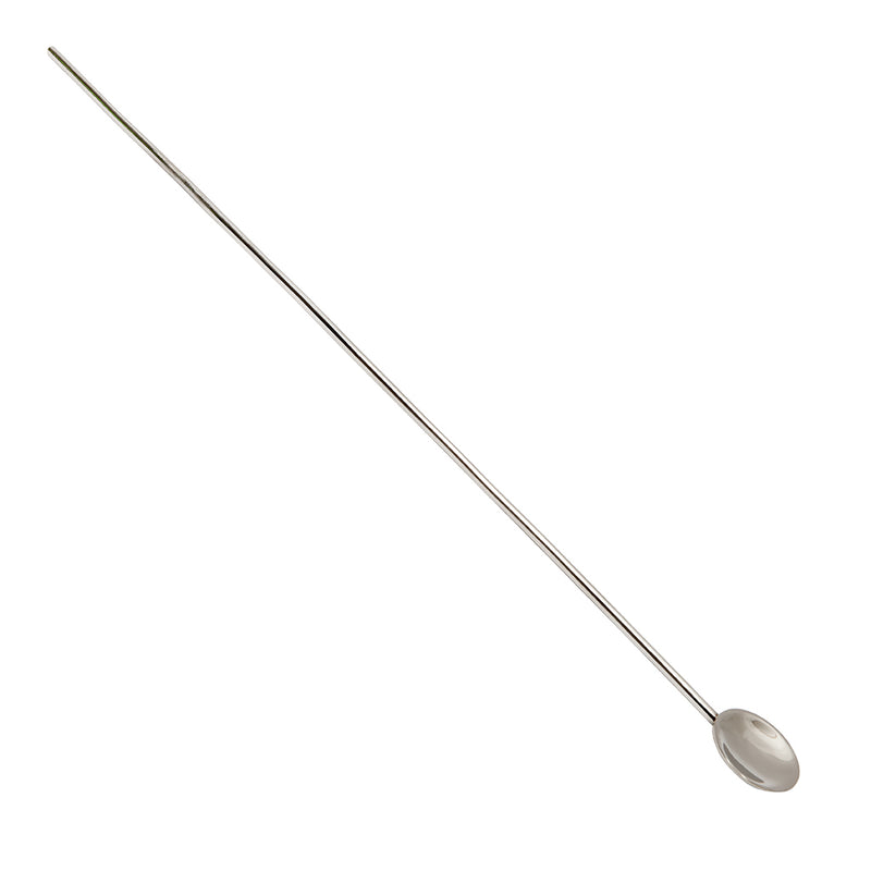 A Zakkia Muddling Spoon - Brass / Silver with a long handle, handmade from brass, on a white background.