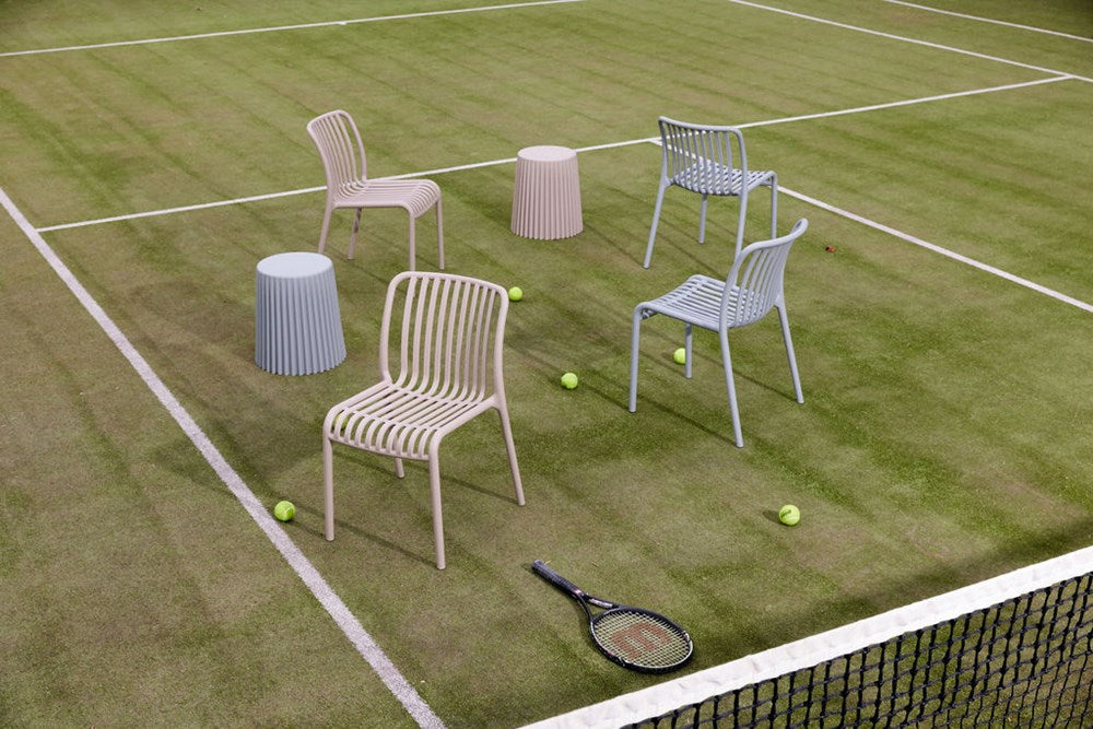 Jasper Outdoor Chair styled with a timber table