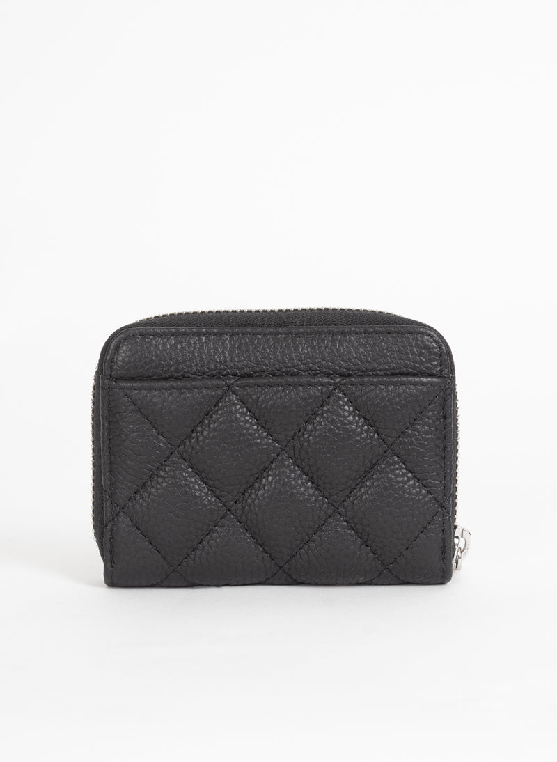 For Wallet, Quilted Black Genuine NZ Leather Zip Wallet | Federation