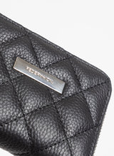 For Wallet, Quilted Black Genuine NZ Leather Zip Wallet | Federation