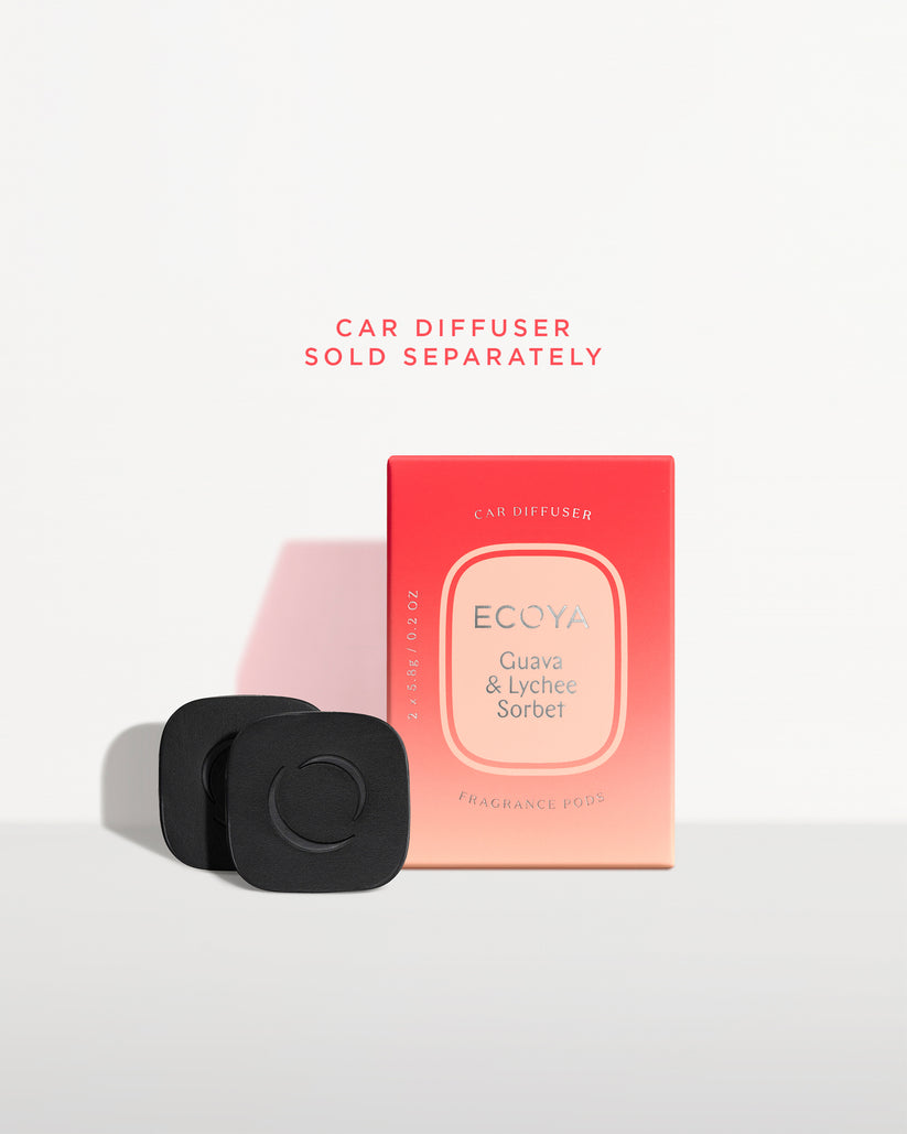 Ecoya Guava and Lychee car diffuser refill fragrance pods, pack of two