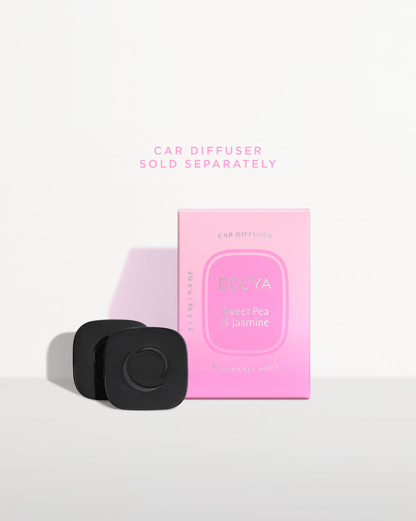 Ecoya Sweet Pea and Jasmine car diffuser refill fragrance pods, pack of two