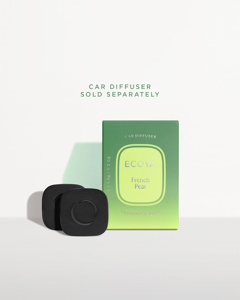 Ecoya French Pear car diffuser refill fragrance pods, pack of two