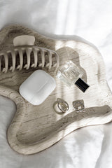 Travertine Curved Tray by Papier HQ – Sculptural Stone Styling Piece for Desk, Vanity or Console