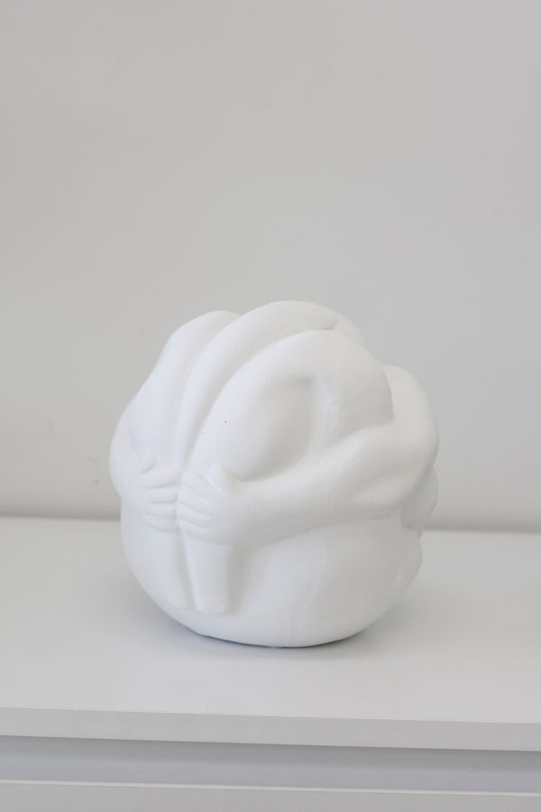 Portia Spherical Ceramic Sculpture – White Modern Art Object
