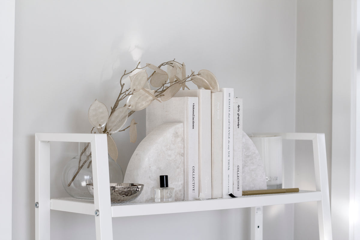 Solid Marble Rounded Bookends – Sculptural Shelf Decor