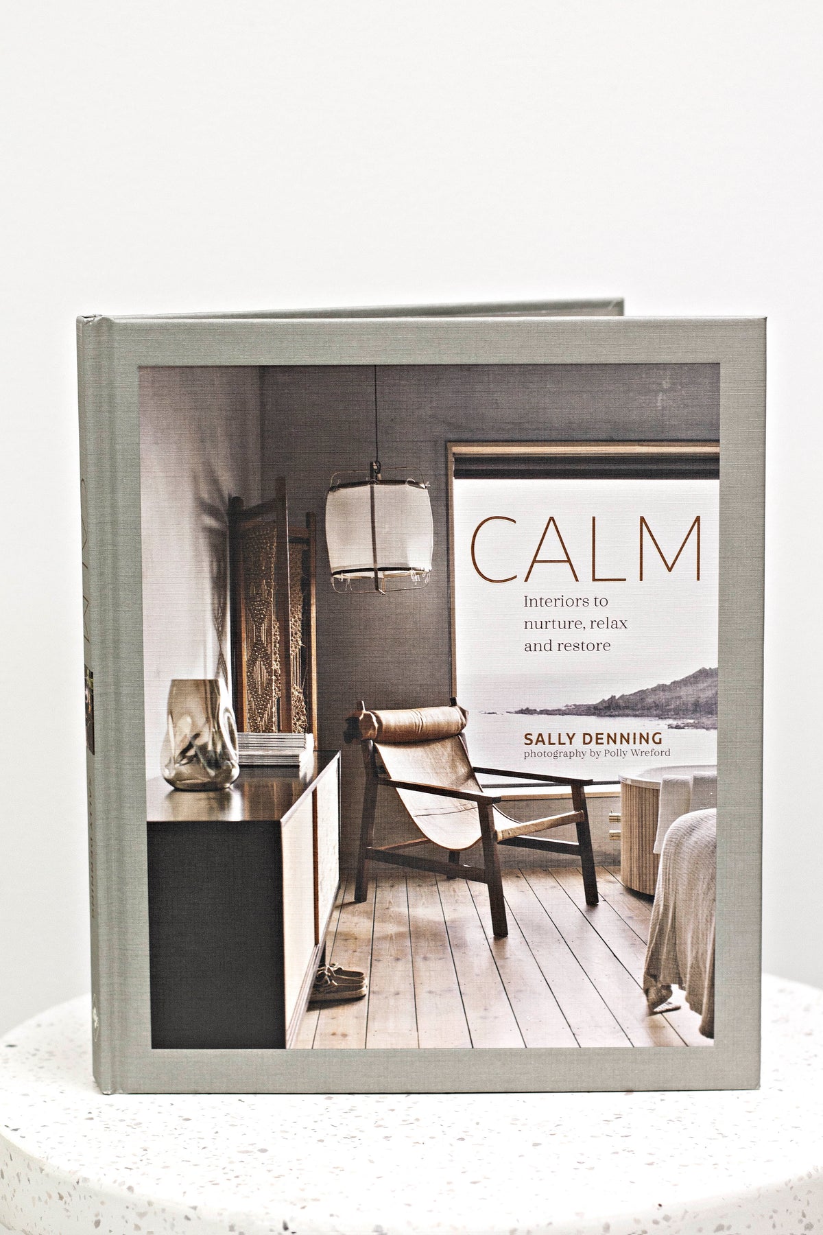 Calm interiors book styled flatlay