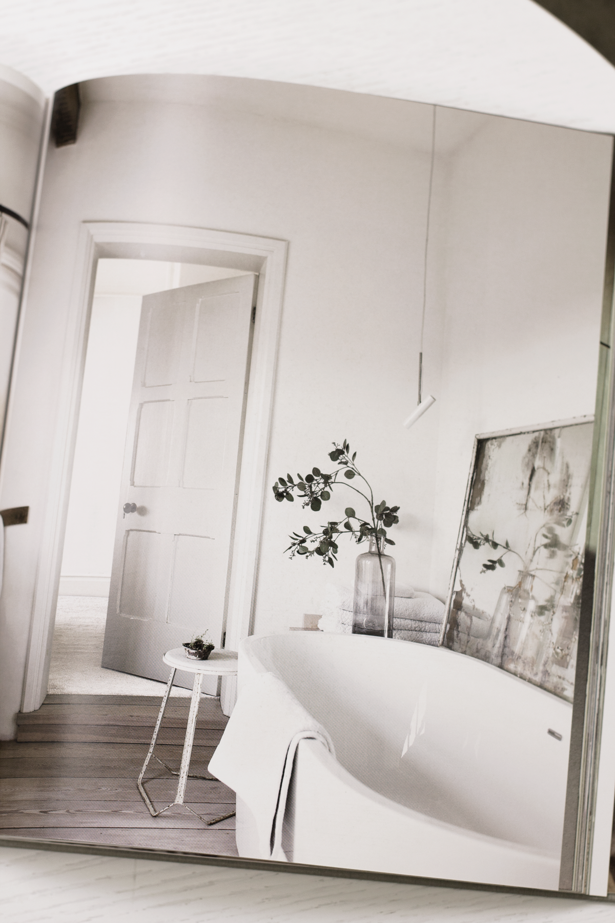Calm interiors book page spread showing interior design