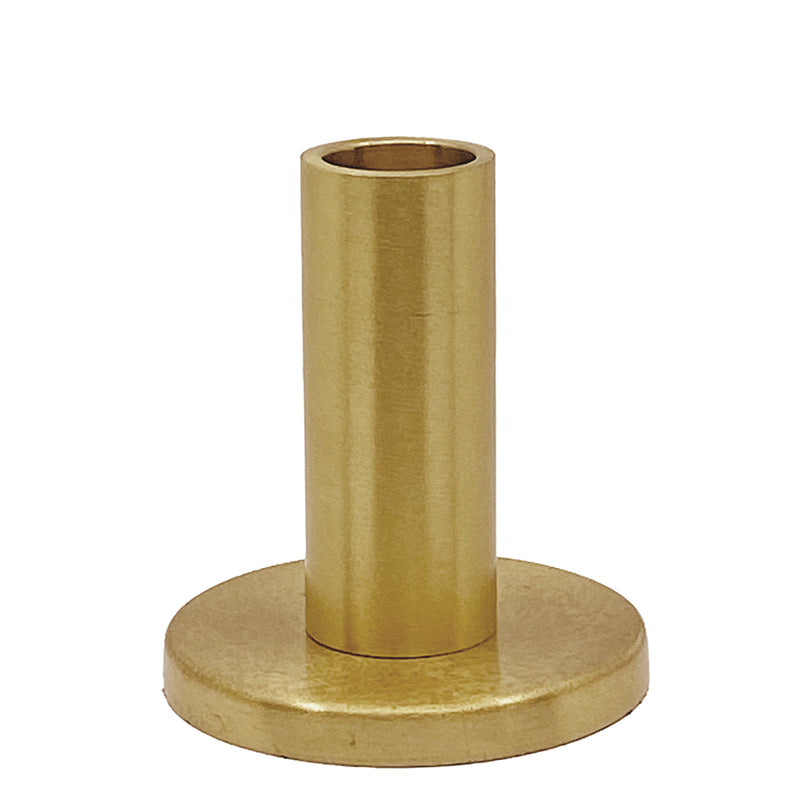 A Zakkia Brass Candle Stick with a polished appearance on a white background.