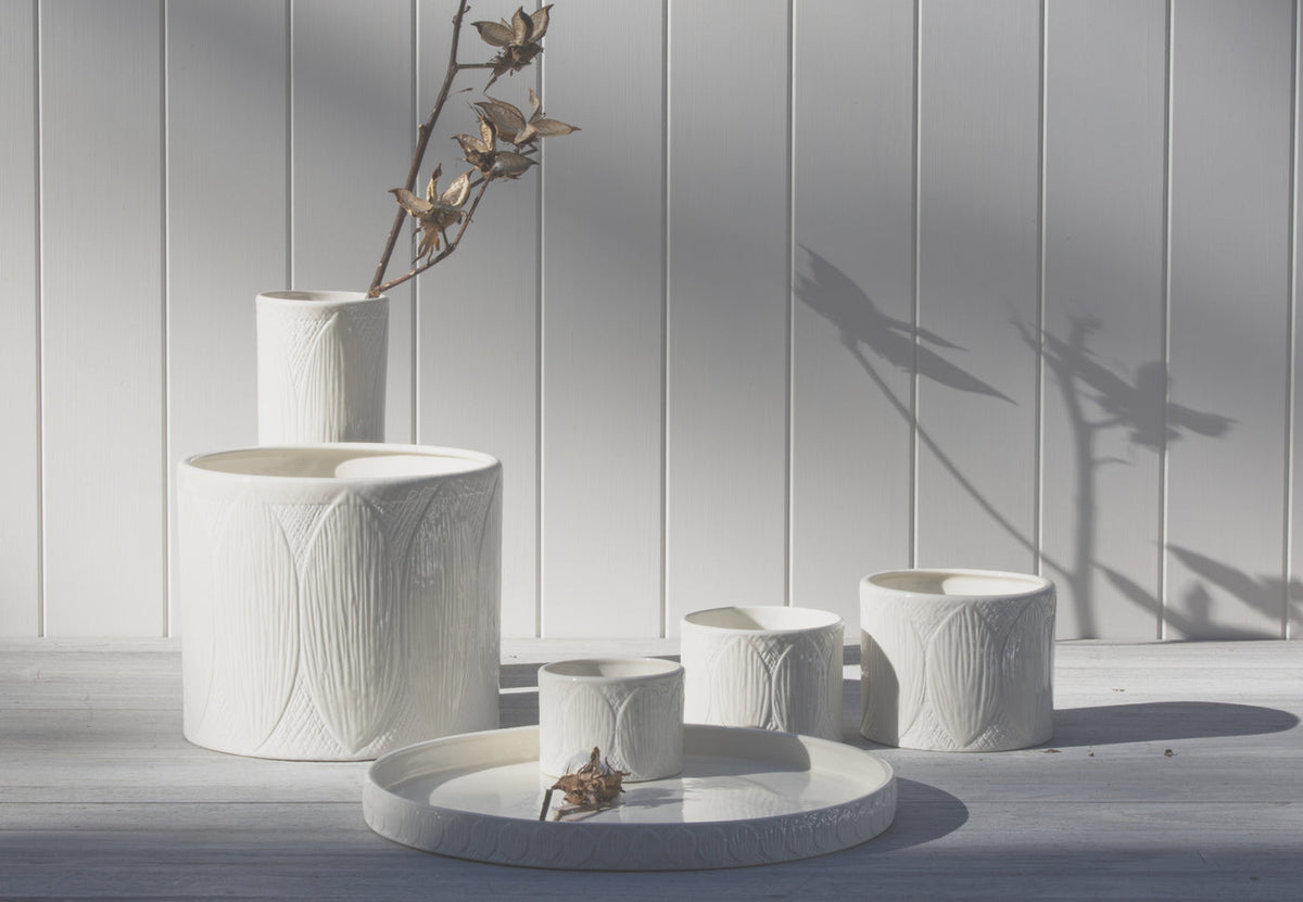 Kapok Ceramic Vase, White Large