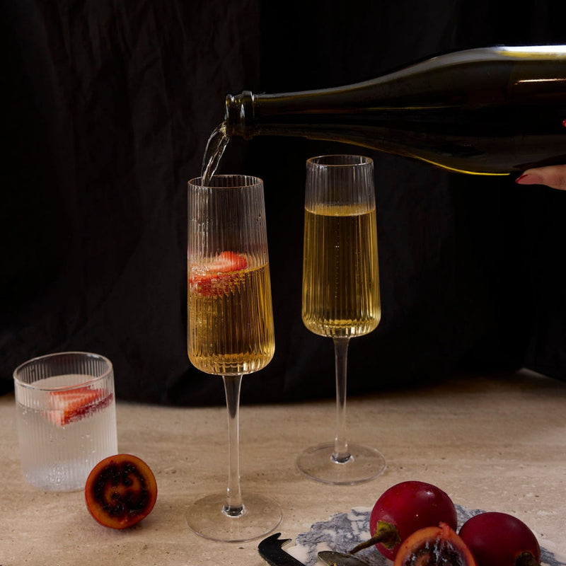 Amalfi Champagne Glasses (Set of 2) by Papier HQ — Fluted Slim-Stem