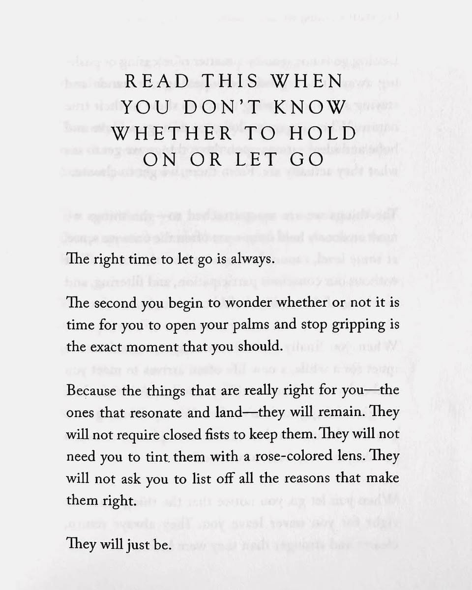 Chapter opening in The Life That's Waiting on whether to hold on or let go