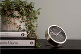 Karlsson Tinge Alarm Clock — Brushed Steel, Silent, 9cm (White/Black)