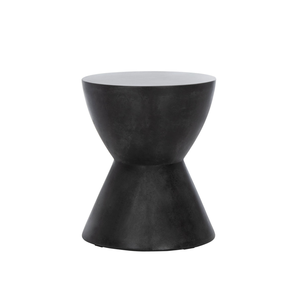 Westside accent table in black, the hourglass silhouette against a white background