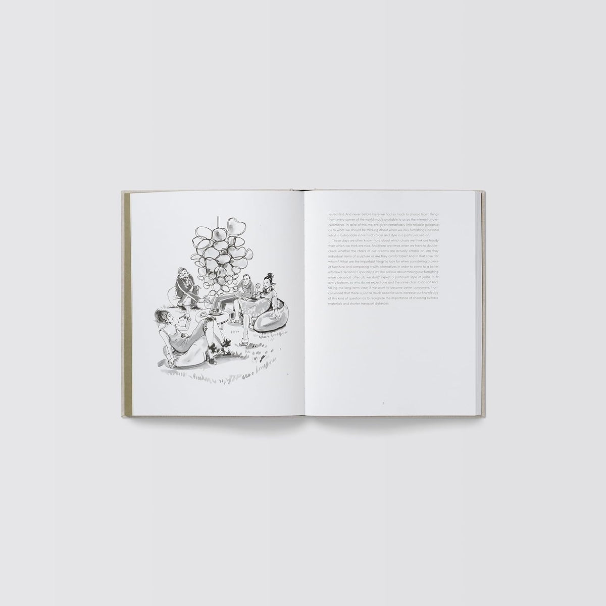 The Furnishing Handbook page spread showing line illustrations