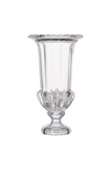 Louisa tall footed glass pedestal vase with fluted vintage pattern, 37.5 x 21cm