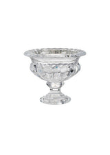 Small Louisa footed glass pedestal bowl with pressed vintage pattern, 11 x 13cm