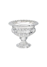 Large Louisa footed glass pedestal bowl with pressed vintage pattern, 16 x 19.5cm