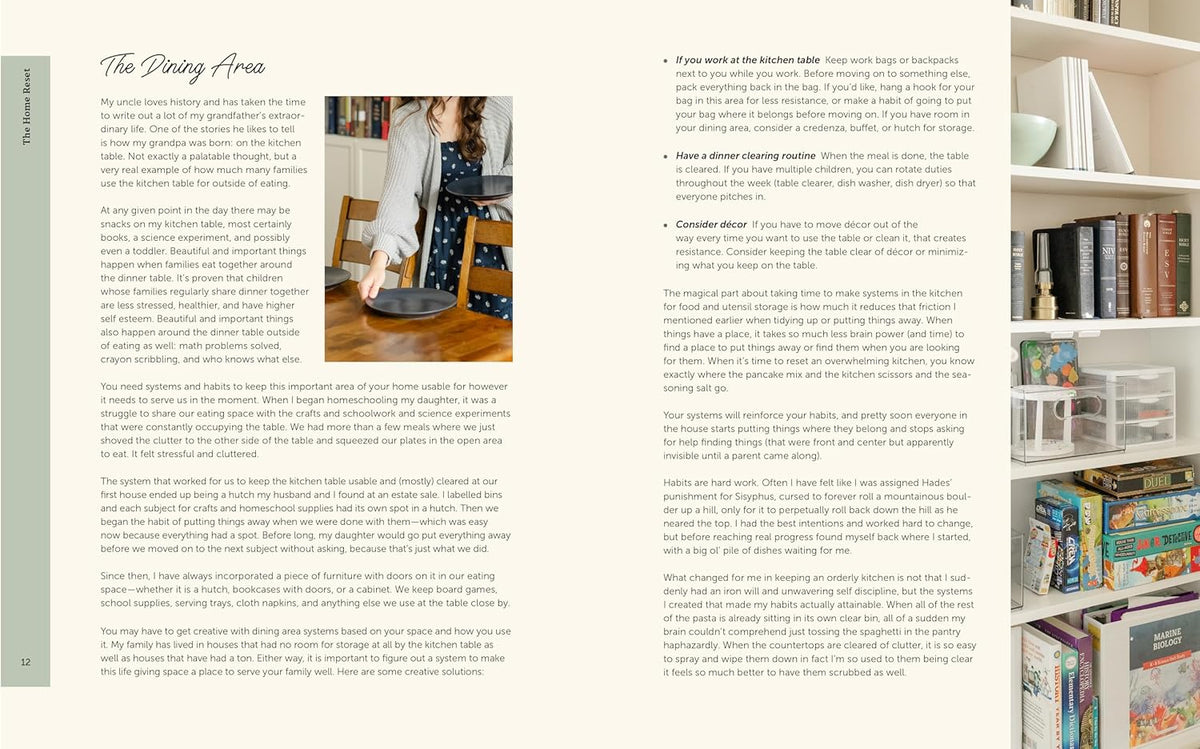 The Home Reset page spread showing a printable checklist