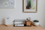Umbra Cubist Shelf – Sand/Black (Small) | Floating Shelf + Planter