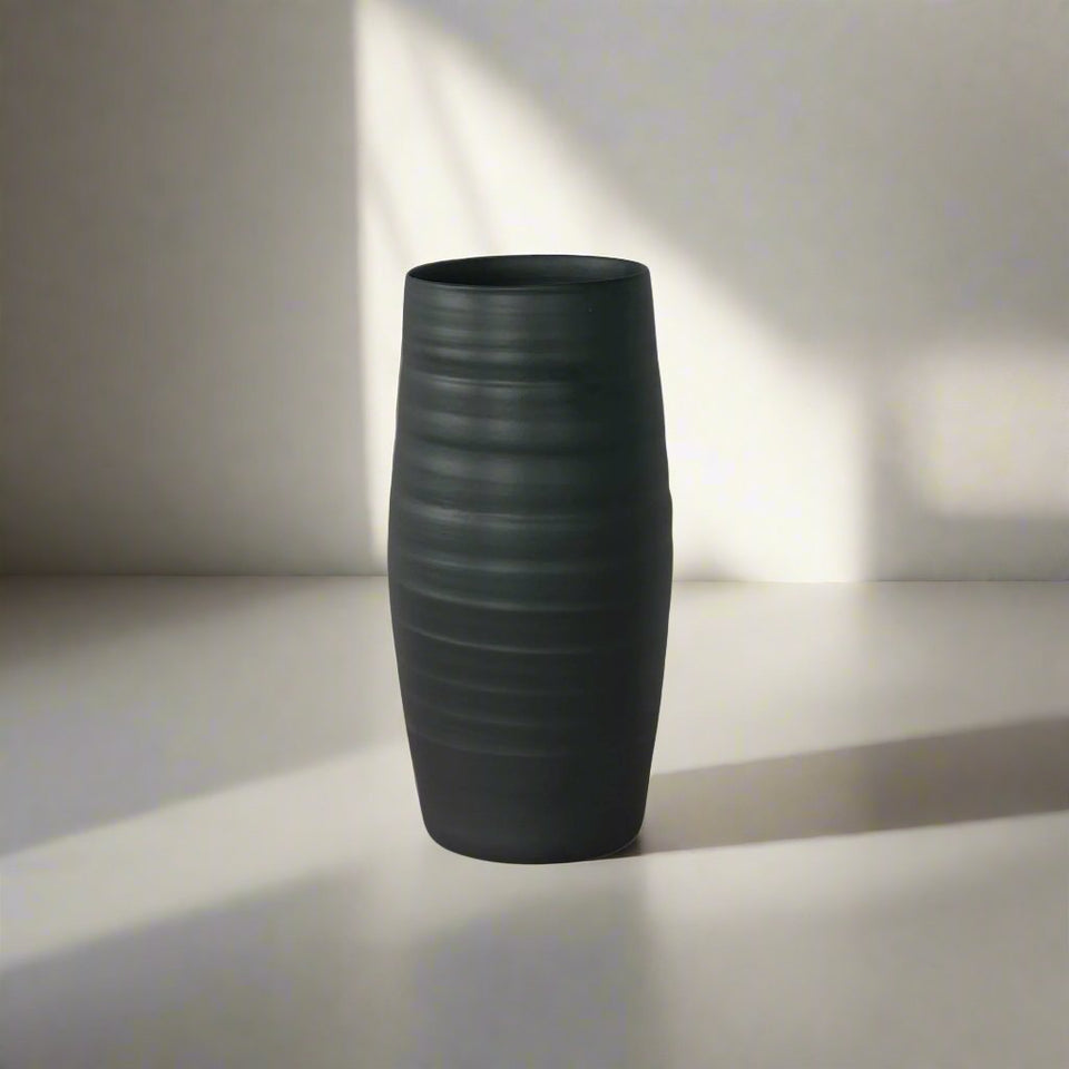 Ash Textured Ceramic Vase – Beige or Black