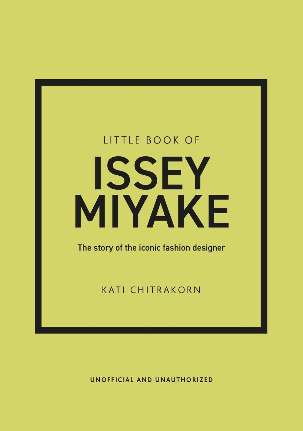 Little Book of Issey Miyake book cover in chartreuse, Japanese fashion design hardback by Kati Chitrakorn