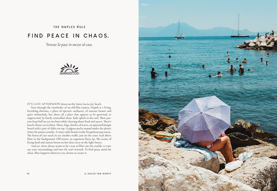 Il Dolce Far Niente page spread showing the Amalfi Coast