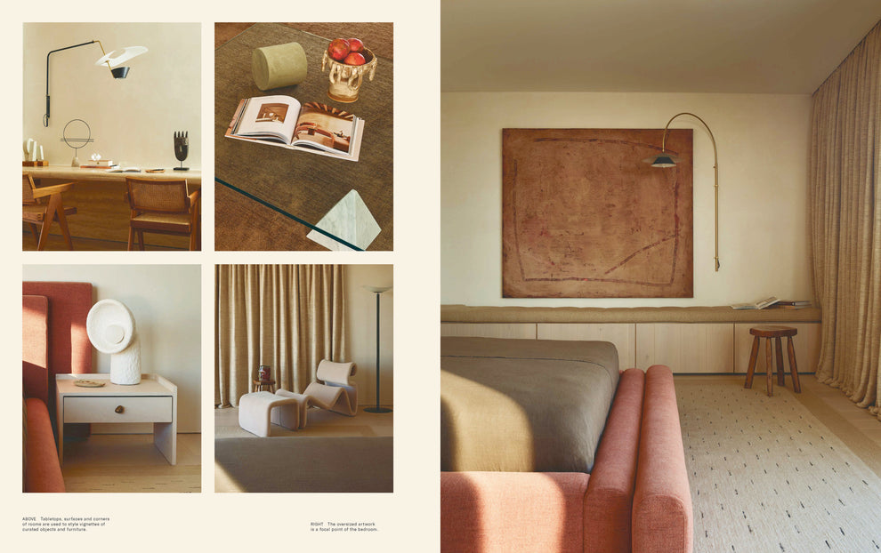 Curated Style page spread showing a living room